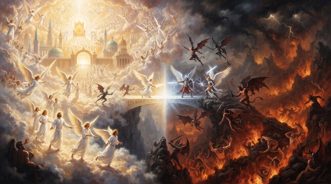 Heaven and Hell Duality with Angels, Demons, Divine Judgment and Spiritual Battle