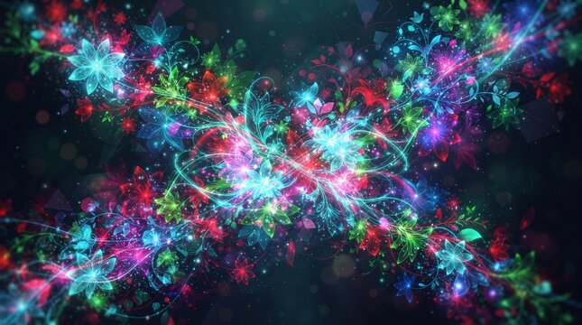 A vibrant and colorful abstract representation of a cosmic explosion in space