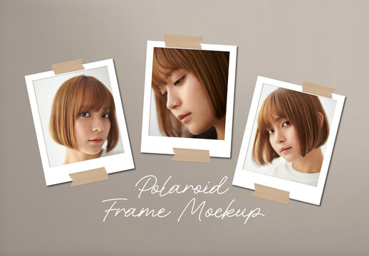 Minimal Photo Frame Mockup with Taped Portrait Layout on Neutral Background