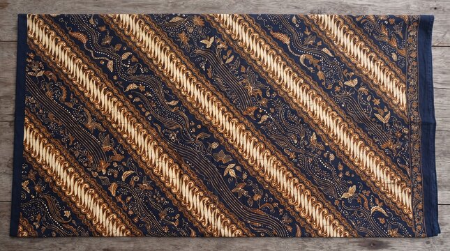 Vibrant striped rug on wooden floor. Colorful textile with ornate pattern. Home decor inspiration.