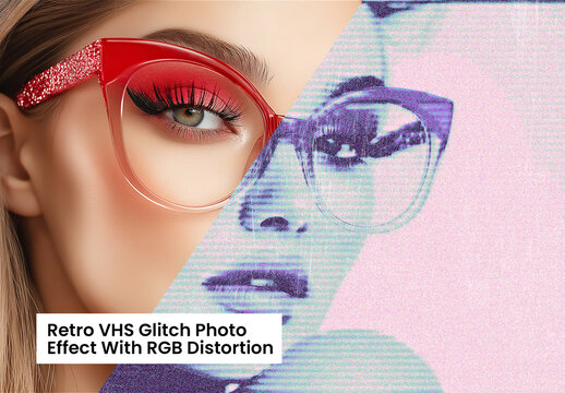 Retro VHS Glitch Photo Effect With RGB Distortion