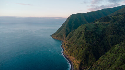 Sao miguel coastal landscape at dusk with ocean view © Alberto