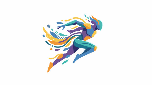 Dynamic abstract runner with flowing colorful trails