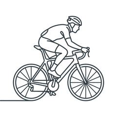 Fototapeta premium Cyclist Riding Bike Wearing Helmet.