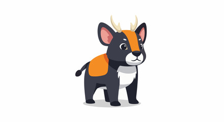 Fototapeta premium Cartoon deer-dog hybrid with antlers and orange patch