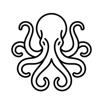Black line drawing of an octopus.