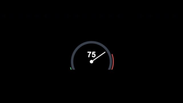 Animated 75 Percent Speedometer Gauge Overlay Alpha Channel 4K