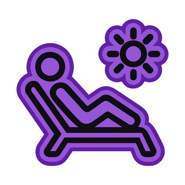 PNG Relaxing sunbathing icon illustration.