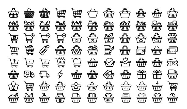 SEO Title:
Professional Shopping Basket Editable Stroke Line Icons for Retail and Ecommerce Design