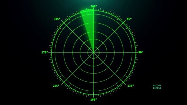 Sonar screen for submarine and ship radar navigation with acoustic signal display in 4K Ultra HD footage
