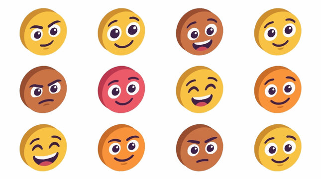 Colorful cartoon emoji faces with various expressions.