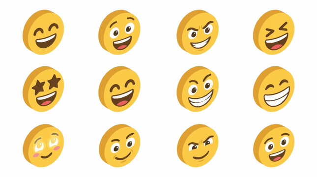 Collection of colorful cartoon emoji faces expressing emotions.