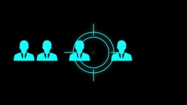 Business target or Employment sign abstract target audience icon or pictogram | flat design business element white on black background