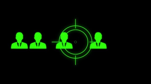 Business target or Employment sign abstract target audience icon or pictogram | flat design business element white on black background