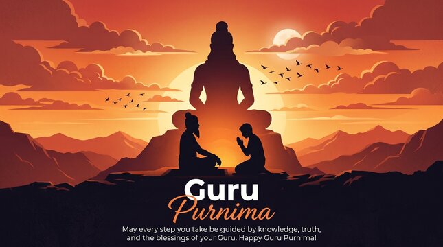 new Happy guru Purnima guru writing letter. perfect for social media posts, posters, banners, and digital celebrations. abstract vector illustration design.