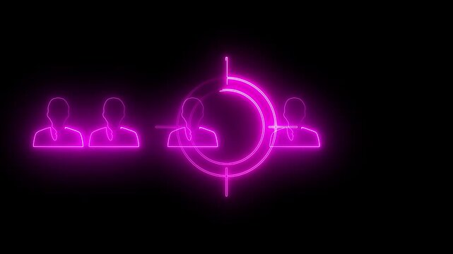 Business target or Employment sign abstract target audience icon or pictogram | flat design business element white on black background