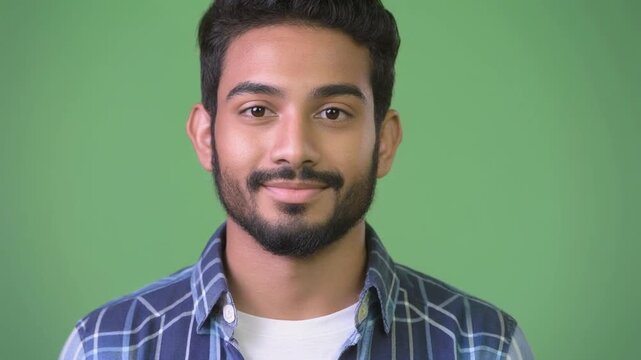 Man Smiling in Six Frames with Green Background for Profile Pictures and Identity Verification