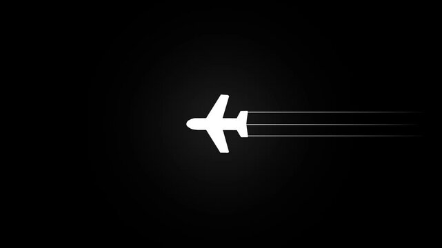 Glowing Simple plane icon, flay icon animation concept, simple flat plane animation. Airplane line path animation, Travel on airplane location map