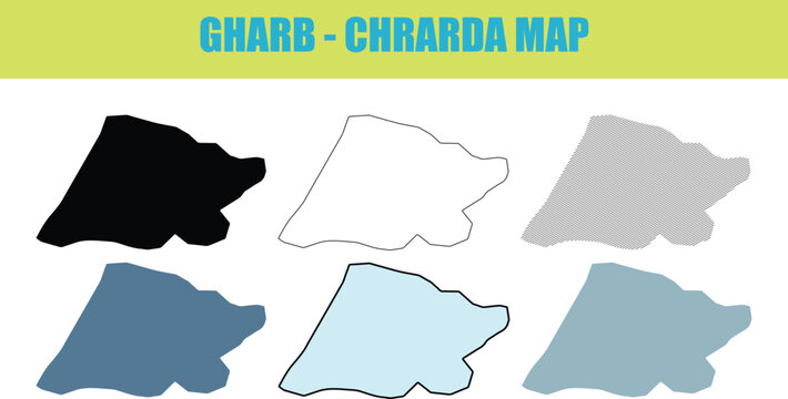 Gharb Chrarda map variations in fill outline and lined style for regional data visualization