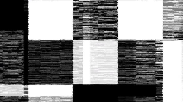 Abstract Black and White Glitch Checkerboard Background Loop