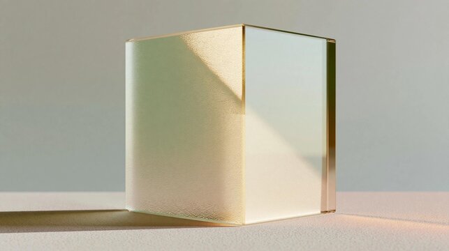 3d rendering of a cube-shaped object. the cube is made of a light-colored material, possibly paper or fabric, and has a smooth, shiny surface.