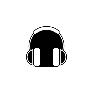 Headphones icon black and white isolated design for audio and sound
