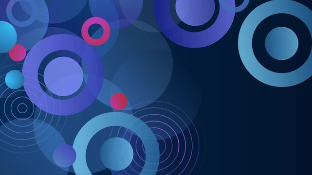 Abstract circle pattern background with overlapping rings and soft glowing shapes animation