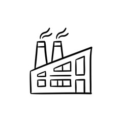 Obraz premium Industrial factory building with smokestacks.