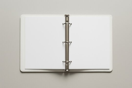 Open binder with blank pages.