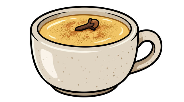 Brazilian curau de milho sweet corn pudding cup sprinkled with cinnamon and clove vector illustration