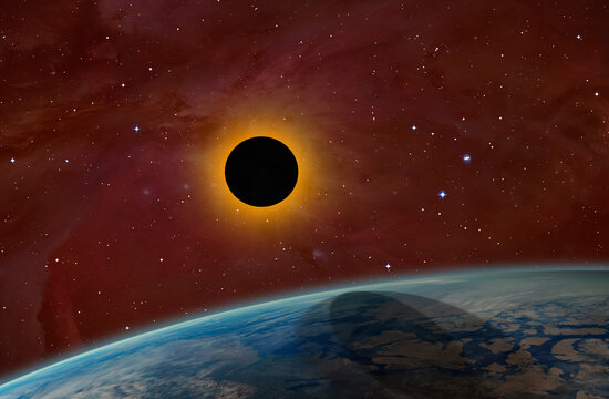 Solar Eclipse over the planet Earth "Elements of this image furnished by NASA"