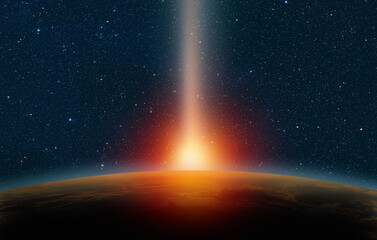 Attack of the asteroid (meteor) on the Earth "Elements of this image furnished by NASA © muratart