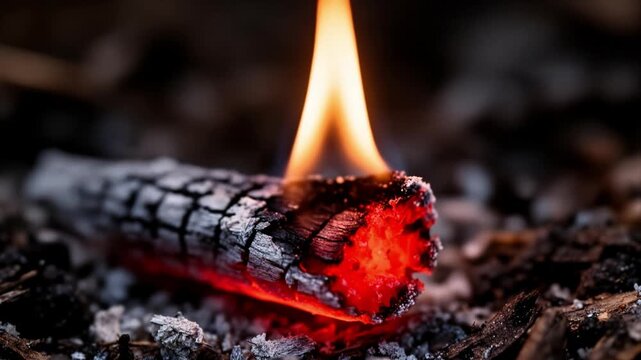 Close-up view of a lit ember