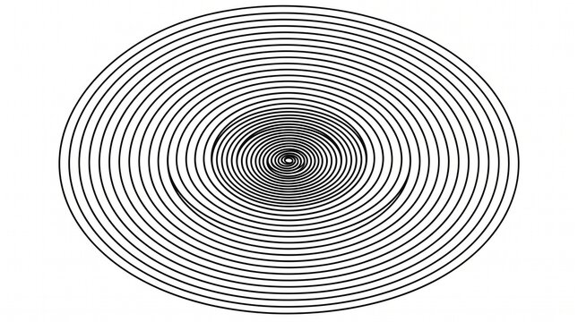 3d render concentric circles Abstract black and white concentric circles vector illustration showcasing a hypnotic geometric ripple pattern with thin parallel lines isolated on a clean solid white bac