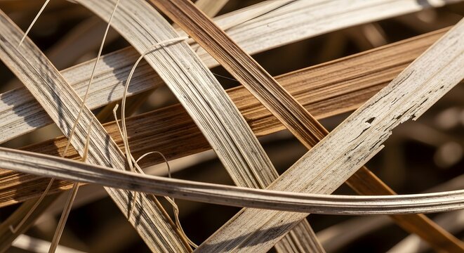Close-up view of dry brown grass blades in natural environment.