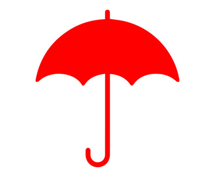 red umbrella icon for weather protection rain safety insurance travel and outdoor shelter symbol isolated on transparent background