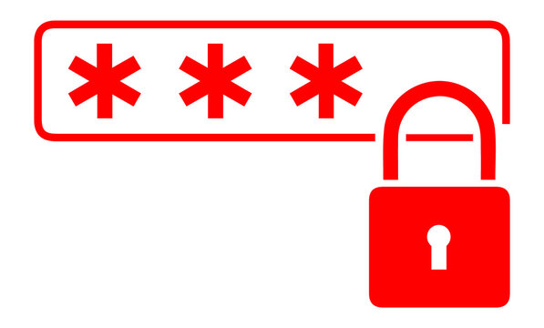 secure password protection icon with padlock and hidden characters authentication privacy symbol red vector illustration png