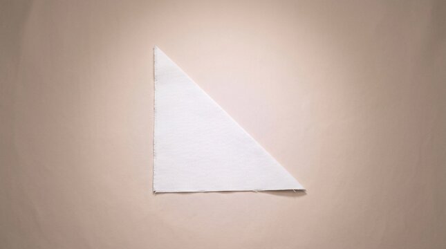 Right-angled triangle cut cleanly from thick white cotton sheet