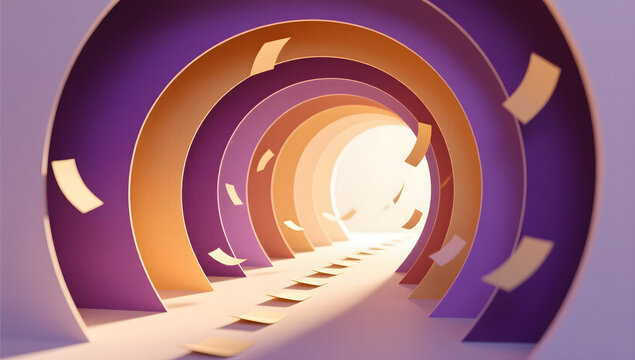 curved tunnel paper geometric color layers