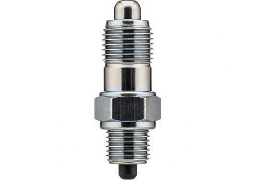 Spark plug with metal threads and electrode isolated on white background
