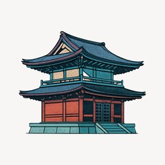 Fototapeta premium Traditional Japanese temple illustration.
