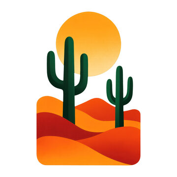 PNG Vibrant desert landscape illustration
