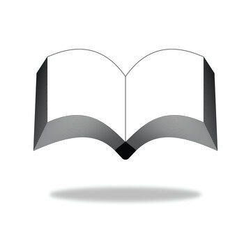 Minimal Open Book Line Art Icon with Floating Shadow Vector Illustration