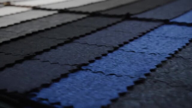 Panning shot of colorful fabric swatches