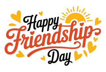 Happy Friendship Day Greeting with Yellow Hearts and Sun © Baloch