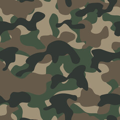 Fototapeta premium Forest camouflage pattern, seamless vector illustration of a military background.