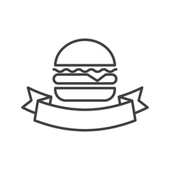 Fototapeta premium Simple line drawing of a hamburger.