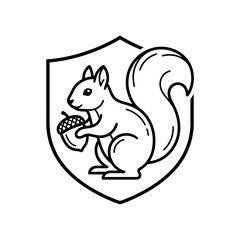 Fototapeta premium Squirrel Holding Pinecone in Shield.