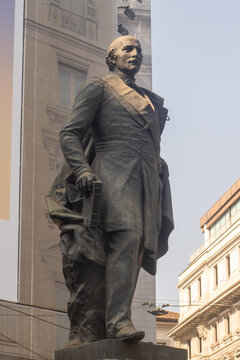 Bronze Statue of Francesco Melzi d'Eril holding a Book in Brera Courtyard in Milan, Lombardy, Italian Historical Man monument in City. Milan, Italy - June 24, 2026