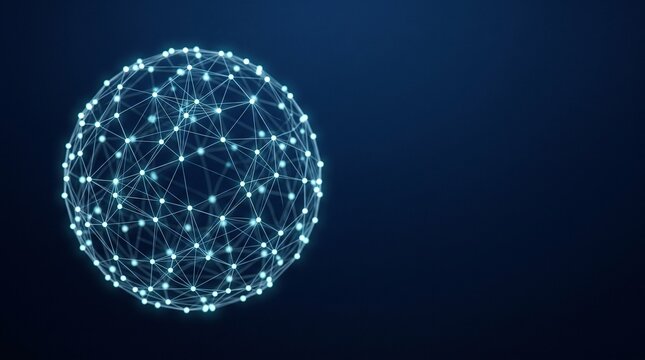 Sphere of glowing connected dots and lines neural network and deep learning concept